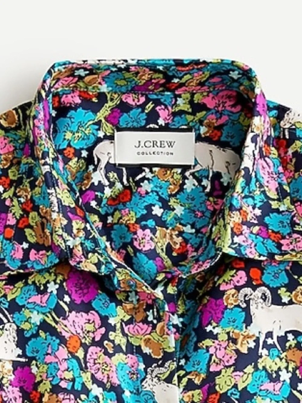 J. Crew Collection silk twill shirt in grazing goats print 8